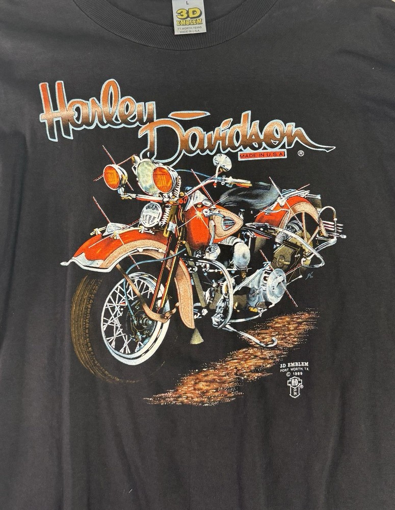 Vintage 1980s 3D Emblem Harley Davidson Reno 1989 Long Sleeve T Shirt Mens L