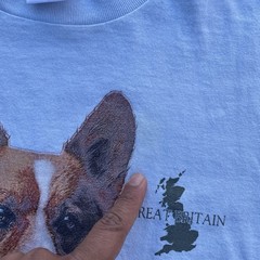 Vintage 90s RARE Corgi Great Britain Animal Dog Breed Shirt Size M Sky Blue Tee