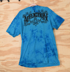 Affliction Blue Crystal Wash Tie Die Double Sided T-Shirt Size XL