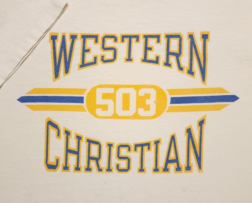 Vintage 1980s Western Christian 503 Champion Made in USA Large Shirt