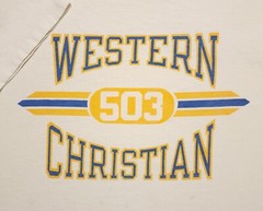 Vintage 1980s Western Christian 503 Champion Made in USA Large Shirt