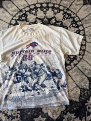 90’s NEW NOS VTG Buffalo Bills Eric Moulds AOP Double Sided Graphic Shirt Size L