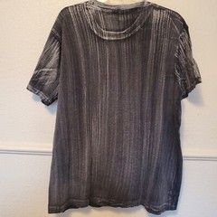 Mono B Mens T-shirt Bleach Wash Stipes 100% Cotton Black Men’s Size L Large