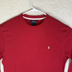 Polo Ralph Lauren Thermal Shirt Mens XL Red Waffle Knit Long Sleeve White Pony