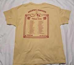 Loot Crate Unlucky Fortune Chinese Menu Funny Takeout Graphic Tee Yellow Sz L