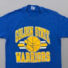 Vintage 80s Goldenstate Warriors Shirt Blue Single Stitch Polycotton Size Medium