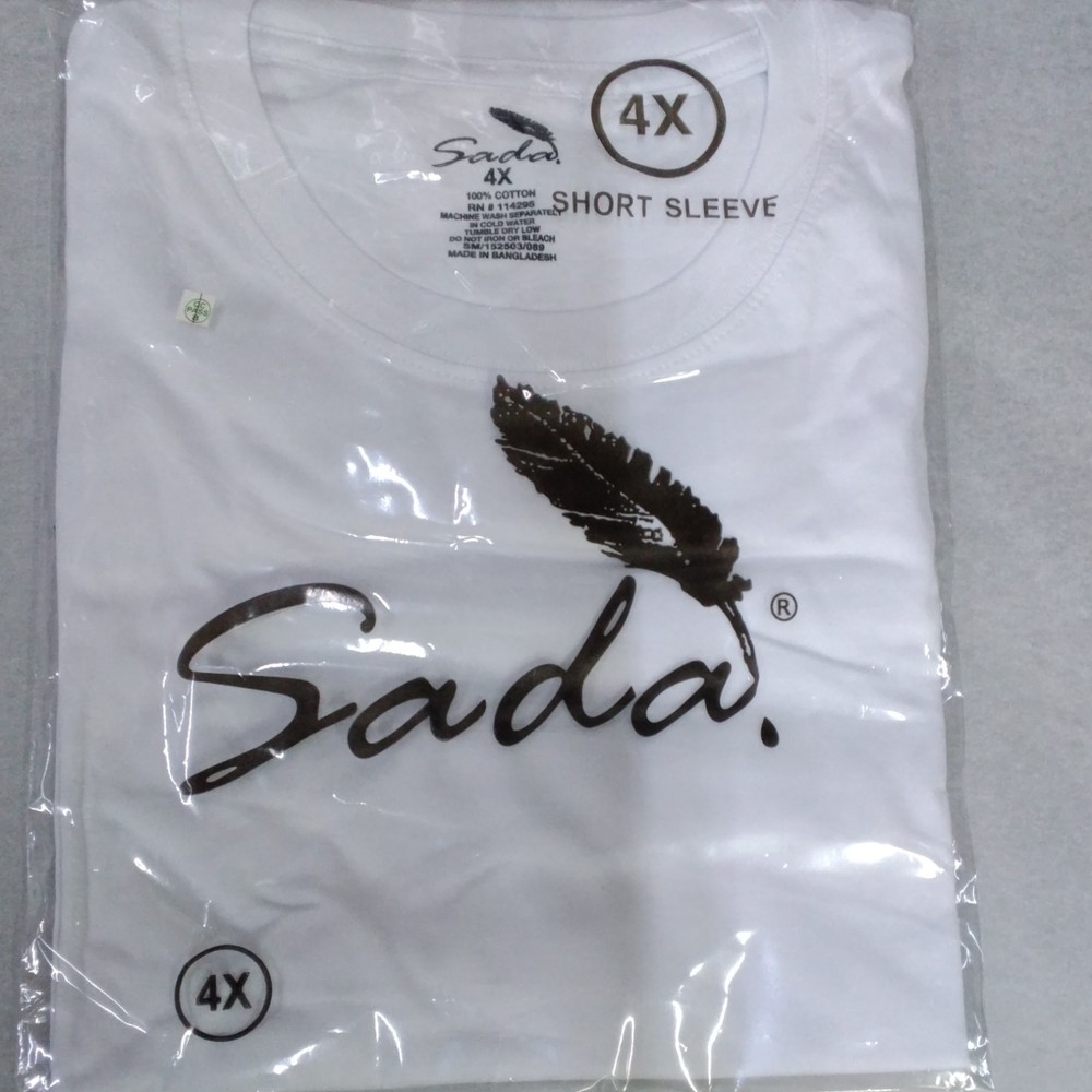 Sada Men’s White 4X Cotton Knit T-Shirt Short Sleeve Crew Neck