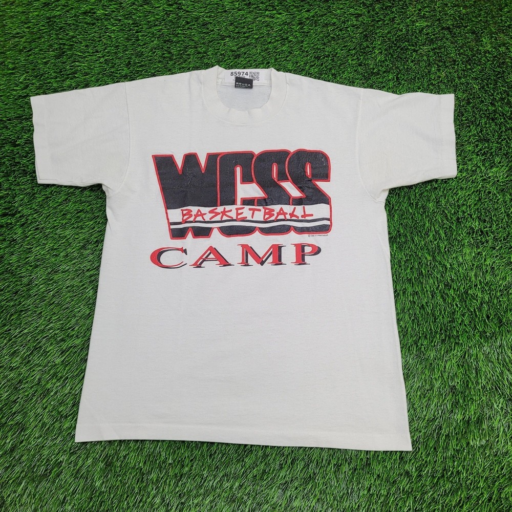 Vintage 1992 WCSS Basketball Camp Shirt Medium 19×25 White