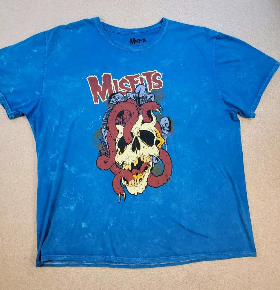 Misfits Official Squirm Mineral Wash Graphic T-Shirt Blue Men’s Size Xl