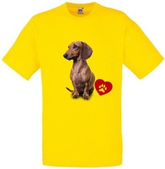 Brown Dachshund Dog Pet Heart Family Novelty T Shirt Various Colours And Sizes