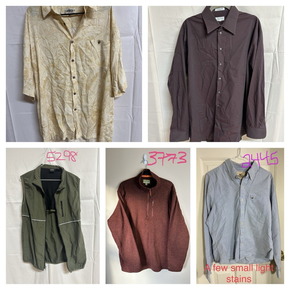 Men’s XL Shirt Bundle 5pc Button Up Casual Dress Mixed Brands Lot