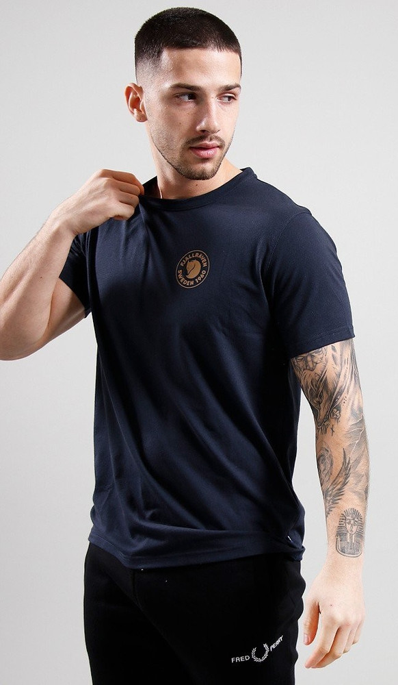 Fjallraven L94402 Mens Dark Navy Cotton Blens Logo T Shirt Size M