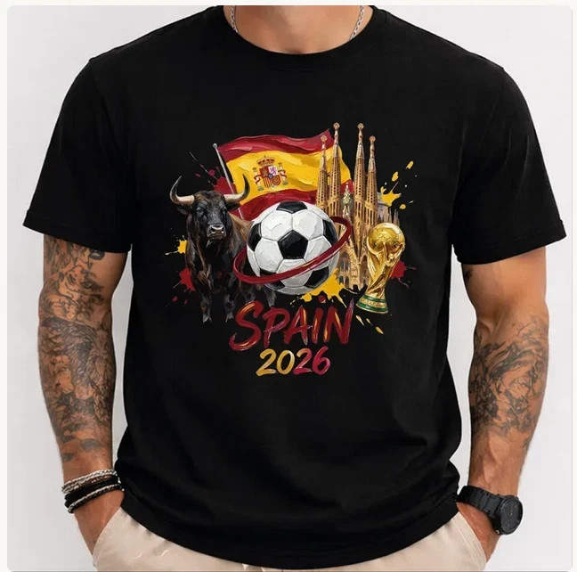 Spain 2026 Shirt, World Cup Soccer Tee, Spanish Flag Football T-Shirt S to 5XL