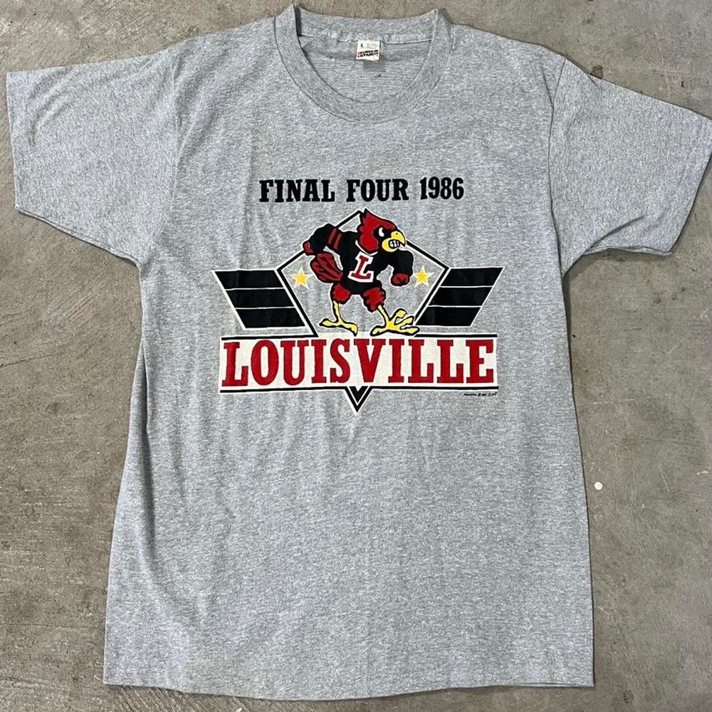 Vintage 1986 Louisville Cardinals Final Four Screen Stars made in USA Tee L
