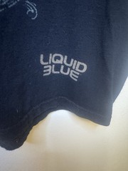 Vintage Liquid Blue Omnia Mors Aequat Skull T Shirt Large Gothic Occult Y2K AOP