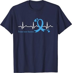 Heartbeat Light Blue Ribbon Prostate Cancer Awareness Unisex T-Shirt