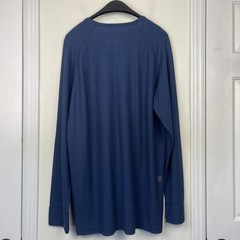 Mack Weldon Thermal Waffle Henley Mens XXL Long Sleeve Shirt Wicking Wool Blue
