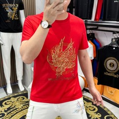 New Men Fashion Trend Dragon Diamond Rhinestone Streetwear Summer Luxury T-Shirt