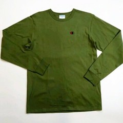 mens champion 100% authentic crewneck L/S t-shirt size large soild logo green