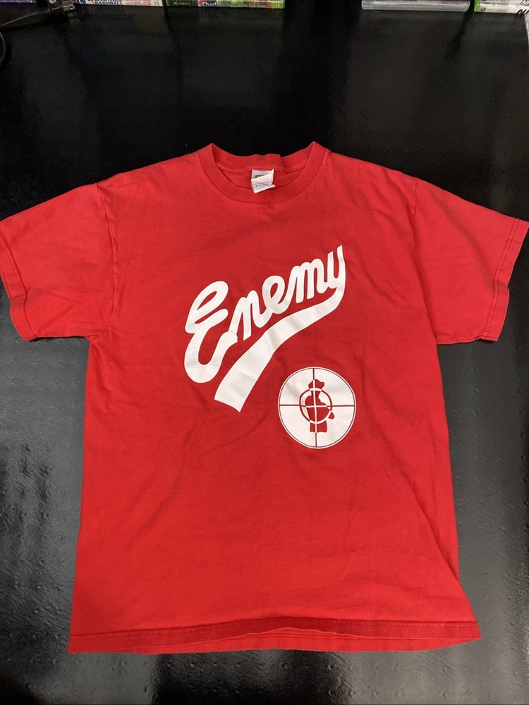 Vintage RED Public Enemy Rap Tee Shirt Size Large Heavy Cotton 90’s – Y2K