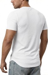 Mens Muscle Slim T Shirt V-Neck Longline Henley Shirt X-Large 1-V Neck 0 White