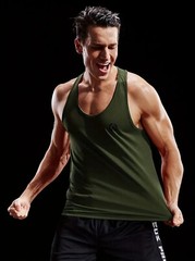 NELEUS ‘Dry Fit Logo Muscle’ Mesh Tank Top Mens S Gym Workout Exercise Olive NEW