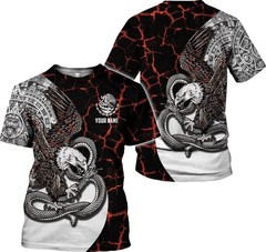 Custom Mexico Shirts Personalized Name Mexican 3D Flag Shirt for Men Women Aztec