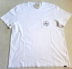 NWT FAHERTY Mens Sunwashed SUN & WAVES White Graphic Pocket Tee XL MKS2532