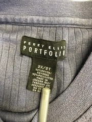 Perry Ellis Portfolio Shirt Mens 2XL Navy Ribbed Knit Crewneck Short Sleeve