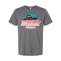 Weekend Forecast Boat Graphic T Shirt For Unisex Casual Wear Featuring Nautical