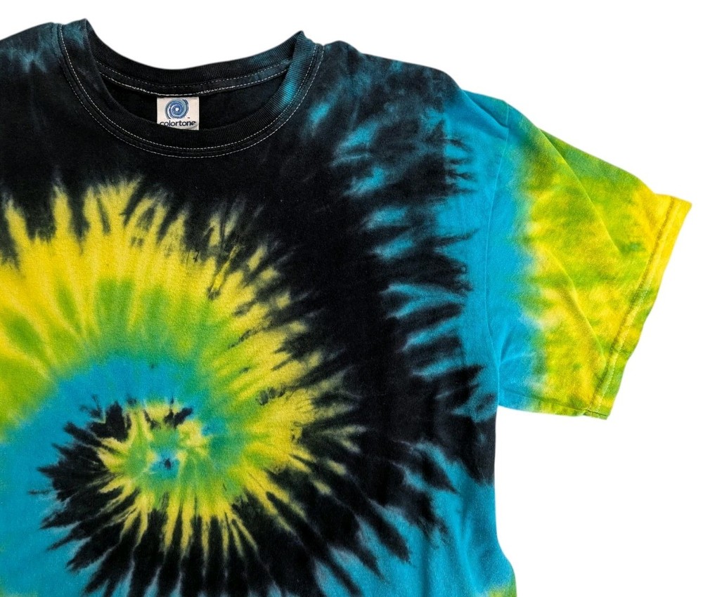Colortone Tie Dye Black Blue Yellow Green Adult Large Unisex