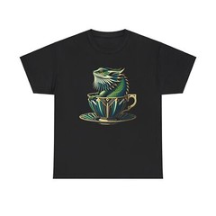 Unisex Adult T Shirt Art Deco Teacup Bearded Dragon Opulence Lizard Graphic Tee