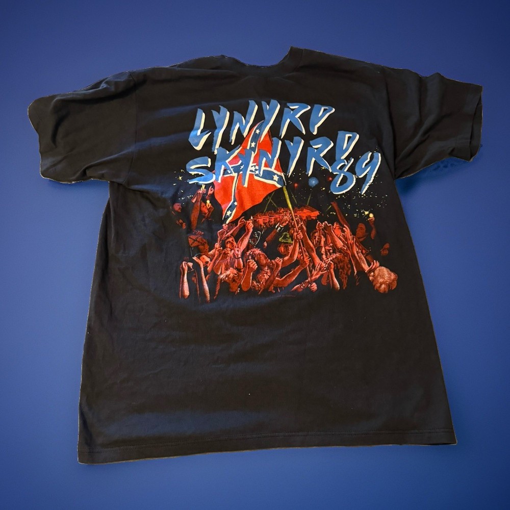 Vintage Lynyrd Skynyrd Rebel ‘89 1989-1990 Music Rock Tour Tee Large Fit Flag