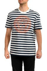Versace Men’s Medusa Head Embroidery Striped Short Sleeve T-Shirt US 2XL IT 56