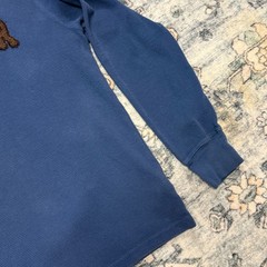 Tommy Hilfiger Vintage Style Blue Waffle Knit Long Sleeve Shirt with Brown Spell