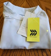All in Motion Mens T-Shirt Fitted Long Sleeve White Mixed W/ Light Gray Tones S