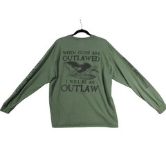 Second Amendment Militia Mens XL Long Sleeve Graphic T-Shirt Green Outlaw Eagle