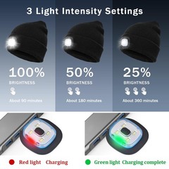Fathers Day Dad Gifts for Men: USB Rechargeable Unisex Beanie Knit Cap with L…