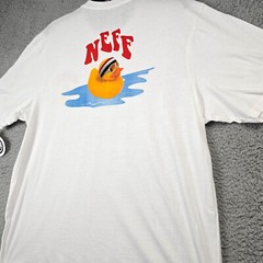 NEFF SHIRT RUBBER DUCK MENS Large WHITE SURFER SKATE OUTDOOR LIGHTWEIGHT NWT