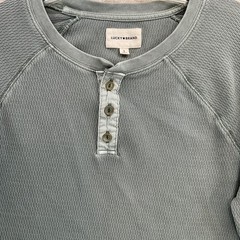 Lucky Brand Henley Men Size L Sage Green Night Long Sleeve Thermal Grudge Shirt