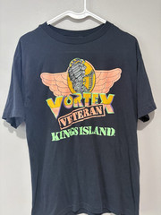 Vtg 80 Kings Island Vortex Veteran Roller Coaster T Shirt L Single Stitch Sherry