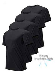 4-Pack White black Men’s T-Shirt Thin Solid color Quick Drying Breathable