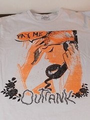 OUTRANK “PAY ME, CRYING” Men’s Medium White TSHIRT Orange/Blk Graphic, Money 💰