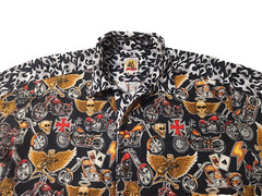 Max Boxxer Skulls Motorcycle Flames Cards Print Shirt Men’s Size Large Shirt