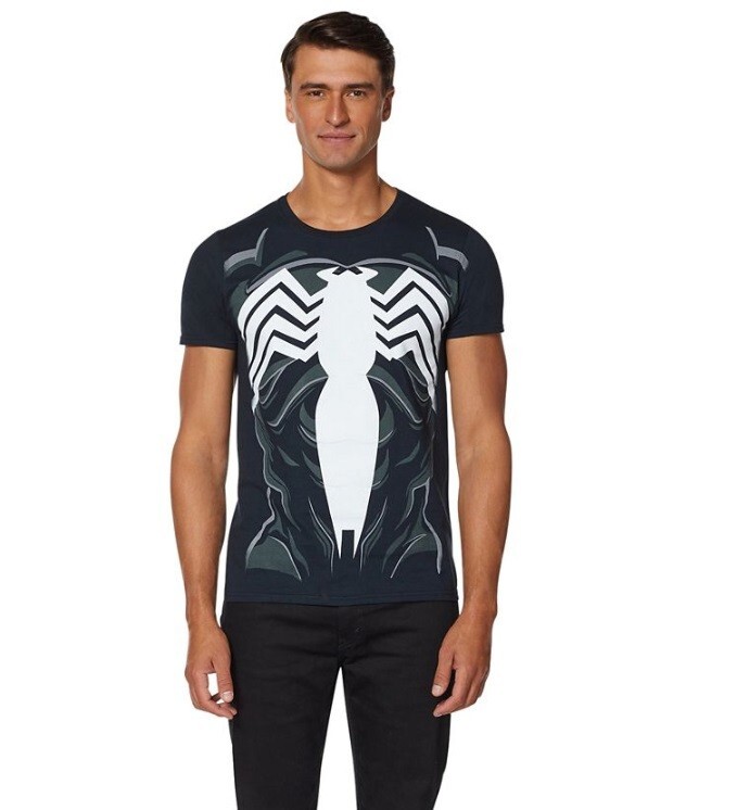 Marvel Short Sleeve Cotton Venom Costume T-Shirt Black Medium Halloween