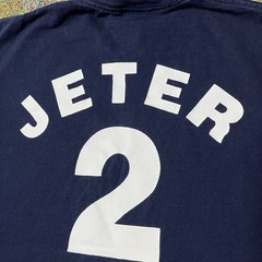 Vtg 90s NY Yankees Derek Jeter 2 MLB T Shirt Medium Navy Baseball Player Tee