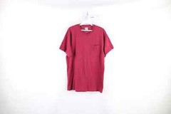 Vintage 90s Streetwear Mens Large Faded Blank Pocket T-Shirt Burgundy Cotton