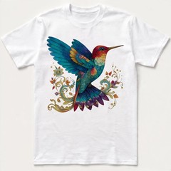 Colorful Hummingbird Nature Art T-Shirt Vintage Retro Gift Men Women Tee