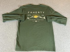Faherty Shirt Mens Medium Green Long Sleeve Graphic Outdoor Boho Surf Beach