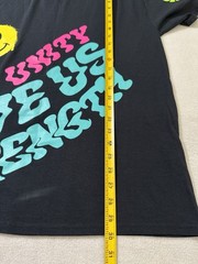 Men’s Graphic T-Shirt Medium Black Neon Smiley Face Unity Rave Streetwear NWOT